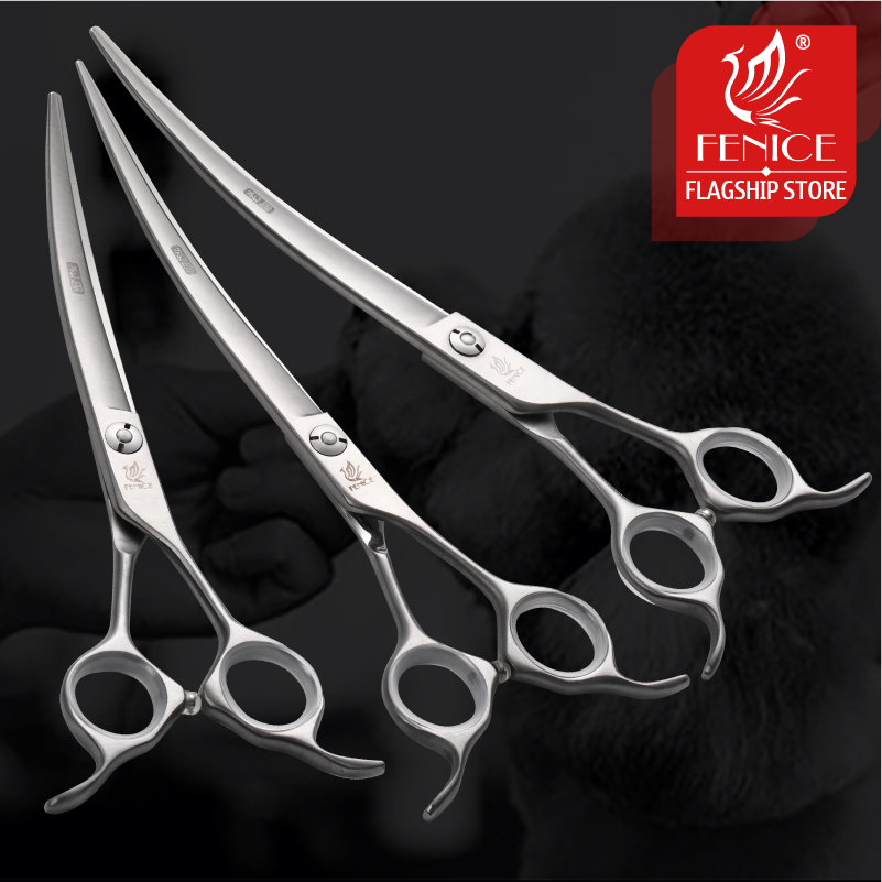 Grooming Scissors - FeniceJP440C 스틸 반려견 그루밍 가위, 곡선